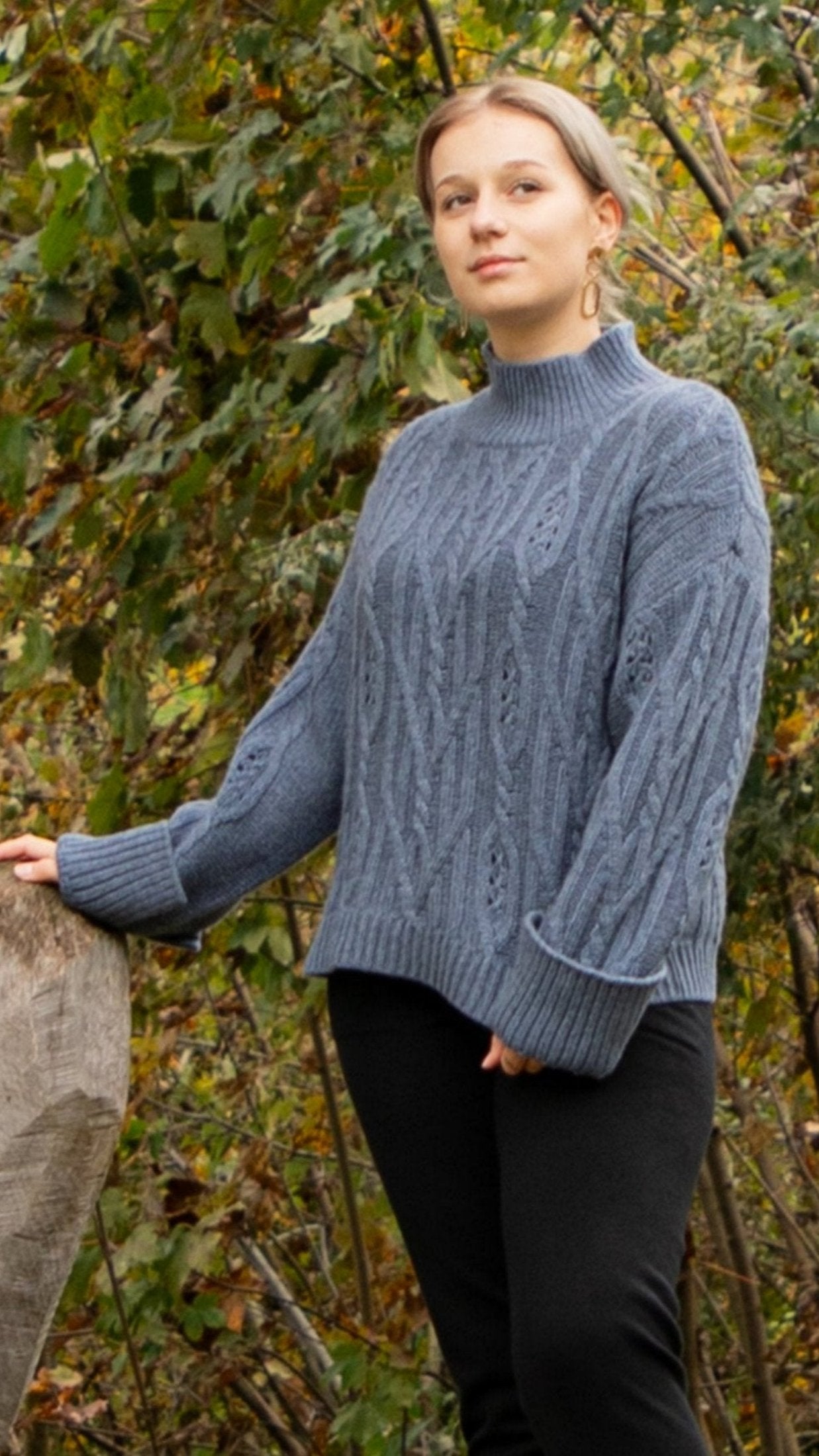 Zopfstrickpullover aus wiederverwertetem Kaschmir